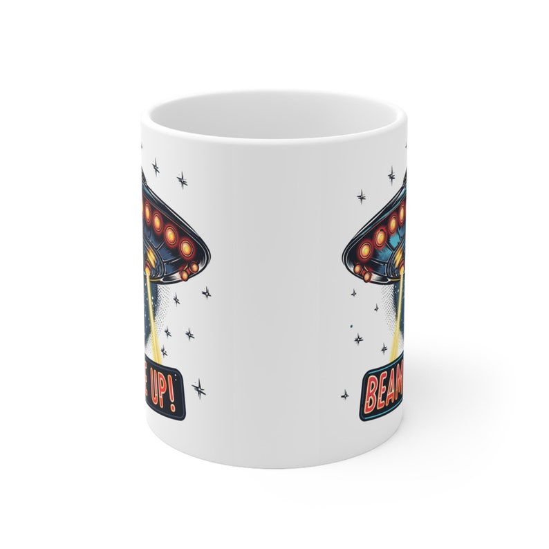 UFO "Beam Me Up" Mug: Funny Alien Spaceship Coffee Cup image 8