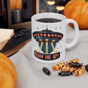 UFO "Beam Me Up" Mug: Funny Alien Spaceship Coffee Cup image 2