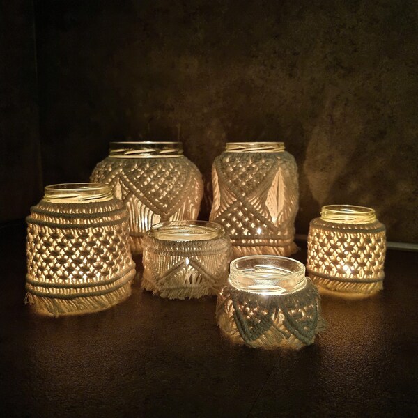 Makramee Windlicht | Boho | Vase | Deko | handmade