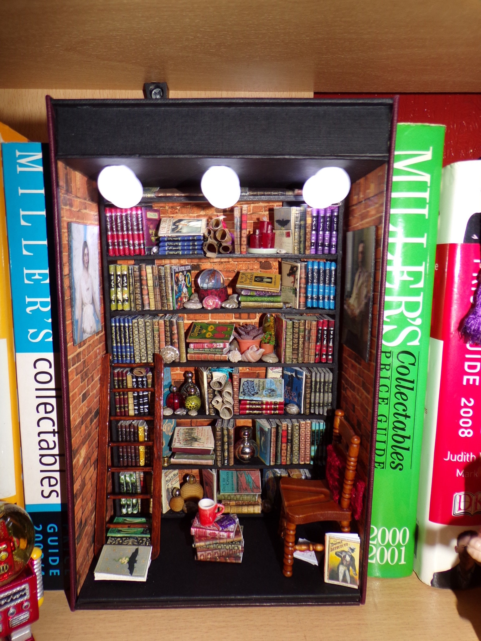 Book nook, miniature room, booknook Library book art, box room, diorama  book.