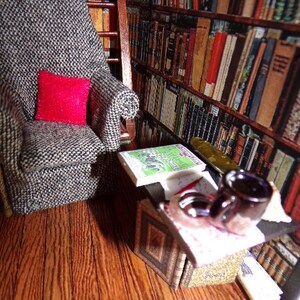 Miniature room book nook., Booknook diorama, Book alley, Book lover gift, Miniature library room, books, cosy chair, Ideal gift image 6