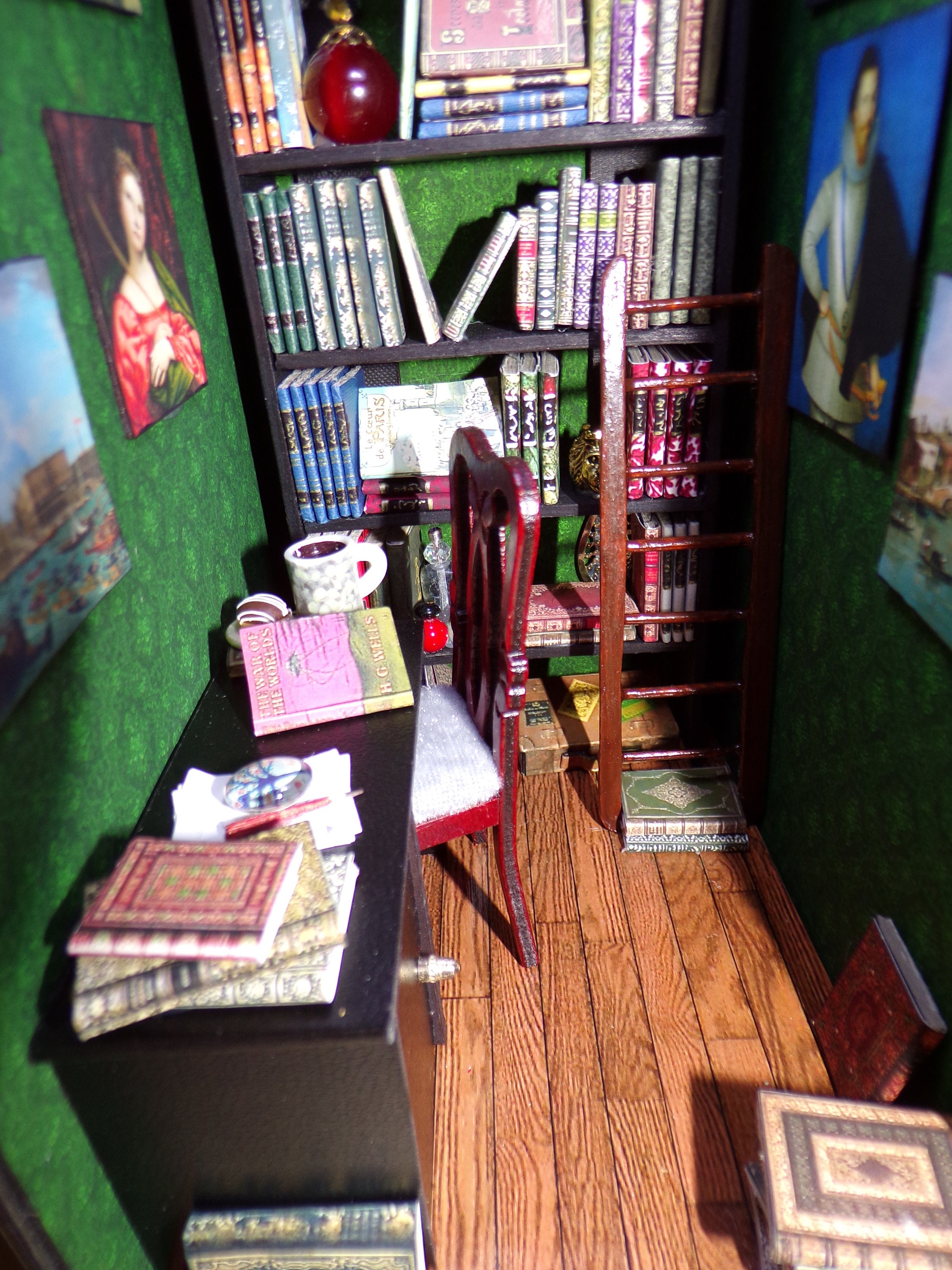 Booknook, Book Nook, Diorama, Miniature Room, Book Lover Gift, Vintage  Style Library, Office, Study, Desk and Chair, Heaps of Books. 