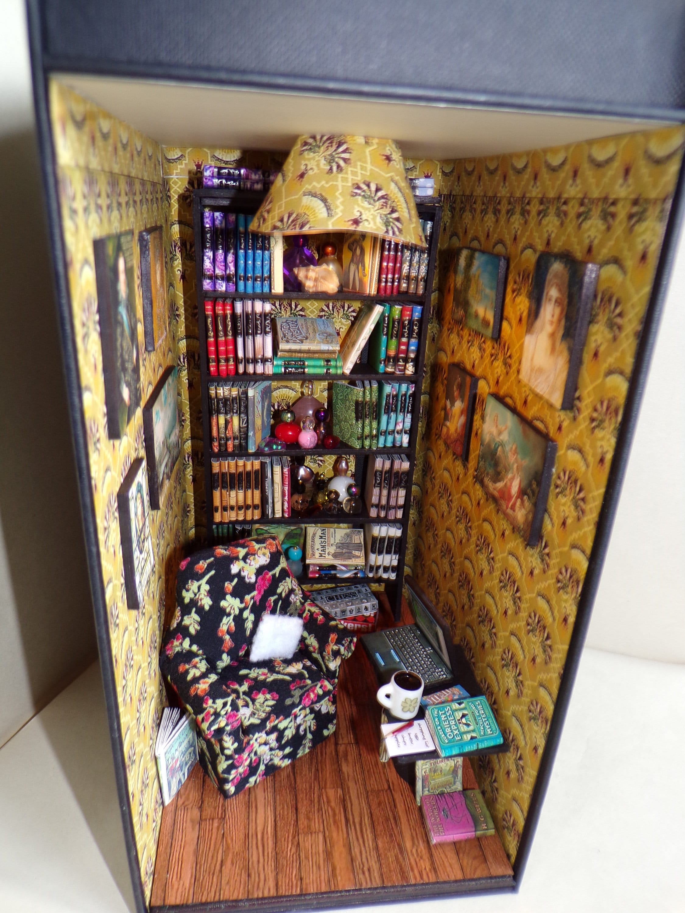 Booknook book nook diorama. Book alley shelf insert. Library Etsy