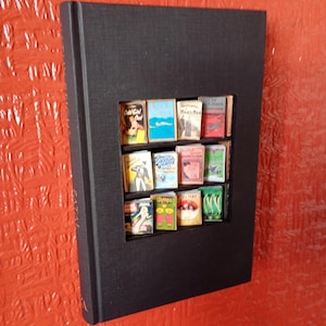 Wall hanging book nook,  Miniature library in hollowed out book. Books in a book, booknook diorama, bookshelf insert, wall art.