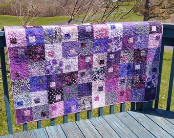 Purple Squares in Squares Quilt