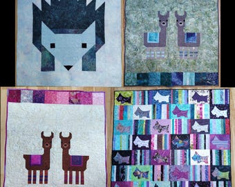 Animal Quilts - Hedgehog, Sloths, Llamas, and Scottie Dogs