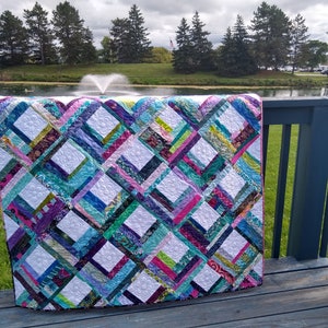 Colorful Log Cabin Quilt
