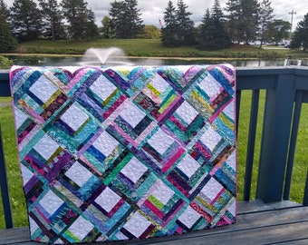 Colorful Log Cabin Quilt