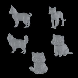 5x 3d stl cat silhouette files for 3d machine printing | realistic art | High quality files - instant download