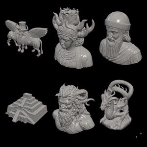 10 Mesopotamian & Sumerian STL Files – Lamassu Ziggurat 3D Print - Instant Download