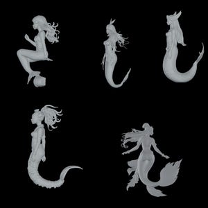 5 fichiers 3D stl sirène océan pour machines d&#39;impression 3D | Fichiers de haute qualité - Téléchargement instantané