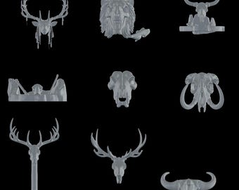 9 x prehistorische dierenschedel 3D stl-printerbestanden | Oude natuurmodellen: direct downloaden