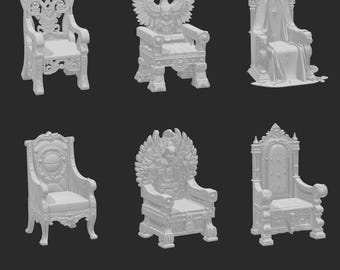10x Ancient Mythical thrones 3d stl files for 3d printers | kings art- Instant Download