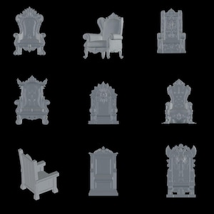 9x 3d stl chairs imperial throne style 3d files for 3d printers High quality | unique style | kingdom style- instant Download