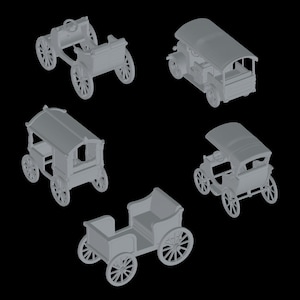 5 3D 中世と新世界のヨーロッパのカート 3D プリンター マシン用の 3D STL ファイル - 即時ダウンロード