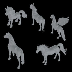 5 x 3d stl mythologie paardenvijlen voor 3D-printmachines | decoratiebeelden - direct downloaden