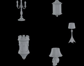 5x Ancient Lamp 3D STL printer Files | Artistic Lighting Designs - Instant Download