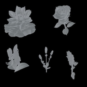 5x 3d stl rose - flower files for 3d printer machines | High quality files - instant download