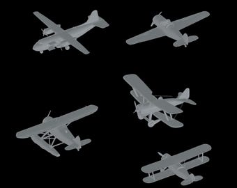 5x 3d stl old airplanes for 3d printers | vintage aircraft set - Instant Download