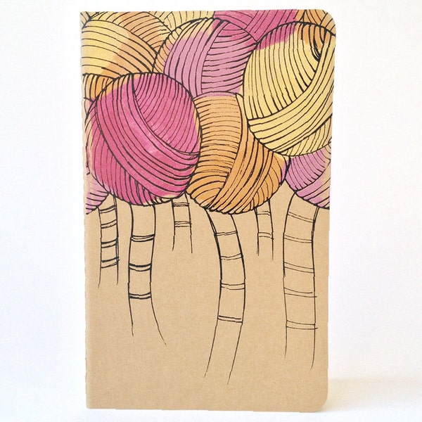 Hilado Escape Moleskine Cahier. Grande. Gobernaron páginas. Cuaderno diario. Hilado nubes escaleras Kraft cubierta