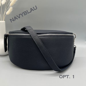 Bauchtasche für Damen Leder Dunkelblau, Schultertasche mit gemustertem Riemen Crossbody Tasche, Gürteltasche, Umhängetasche, Festival Tasche Bild 2