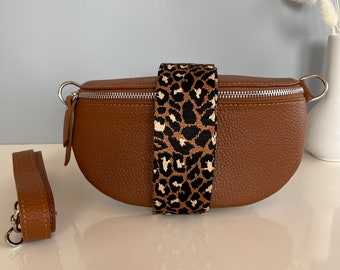 bruin leren heuptasje, damesschoudertas, leren schoudertas met reisriem, cadeau voor haar, crossbody tas, festivaltas