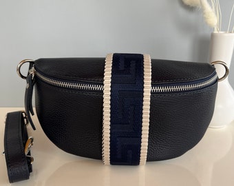 marsupio da donna blu navy, marsupio in pelle, regalo per lei, borsa a tracolla, marsupio da donna, borsa a tracolla con cintura da viaggio