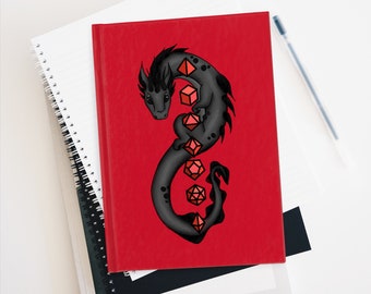 Journal rouge Dragon and Dice - Ligne ligné - Variété de couleurs, excellent cadeau pour Donjons et Dragons, fantastique, fans de jeux de toutes sortes
