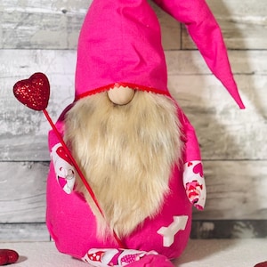 Dark Pink Valentines Day themed Gnome