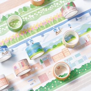 4er Set - Slow Life Series [2 m] Washi Tapes - Für Scrapbook, Tagebuch, Journal, Notizbuch - Premium Washi Tape - Japan Schreibwaren