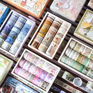 Lot de 27 rubans de lavage haut de gamme - Série longue saison - Qualité suprême avec feuille d'or estampée à chaud - Pour scrapbooking, agenda, journal intime, bricolage