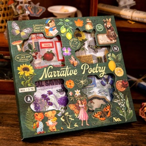 Natuurpoëzie 4 sets thema's PET-sticker [100 stuks] - Premium kwaliteit - Decoratie zelfklevend DHZ - voor plakboek, dagboek, dagboek