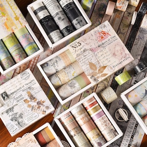 Set van 20 premium washitape - Vintage Story Series [2 m] opperste kwaliteit - voor plakboek, agenda, dagboek en notitieboekjedecoratie