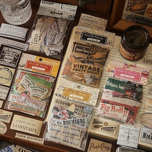 Vind het Memory Series-stickerboek [100 cs] - 50 vintage stickers - voor plakboek, dagboek, dagboek, notitieboekje - Esthetische oude vintage objecten