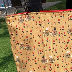 Sac fourre-tout fait main, Entièrement doublé, Mon Ami, BasicGrey, Bicyclette in Moutarde, Moda, Jaune