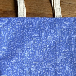 Sac fourre-tout fait main, entièrement doublé, Liberty London, City Sights, bleu