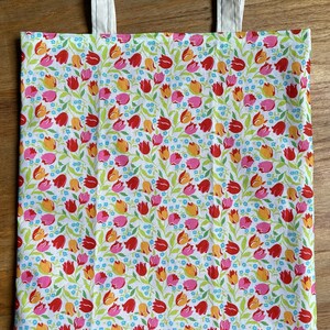 Sac fourre-tout fait main, entièrement doublé, Liberty London, Tulip Triumph, rouge, rose, orange