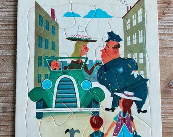 Little Fat Policeman Tray Puzzle * Playskool * Alice and Martin Provensen * Golden Press * 1950s * Vintage Toy