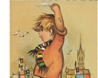 Little Boy on the Docks * 561 * Mainzer * Little Folks * Bonnie * Vintage Postcard