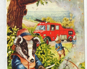 The Interrupted Feast * Fire Dept * Badger Cookout * 363 * Racey Helps * The Medici Society * Great Britain * Vintage Postcard