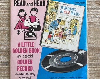 Who Comes To Your House? * A Little Golden Book and special Golden Record * Margaret Hillert * Tom O'Sullivan * 1973 * Vintage Record & Book