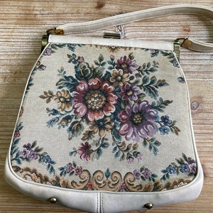 Floral * Bolso de tela tapiz * Punto de aguja * JR * Florida * EE.UU. * Vintage