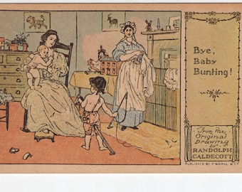 Bye, Baby Bunting! * Randolph Caldecott *  Nursery Rhyme * Frederick Warne * Great Britain * Vintage Postcard