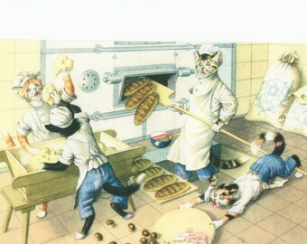 Mainzer Cats * Bakery Chaos * 4873 * Eugen Hartung * Turkey * Unused * Vintage Postcard * Smooth Edge