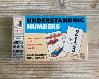 Understanding Numbers, Addition, Subtraction, Flash Cards, Milton Bradley, K-1, Math #9517, Vintage