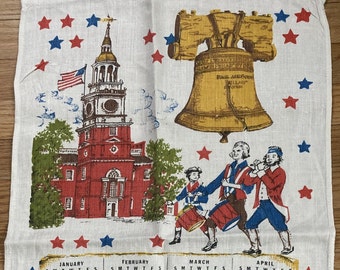 Liberty Bell, Patriotic, 1975, Vintage Calendar Tea Towel