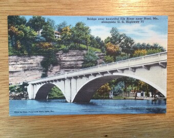 Bridge * Elk River * Noel * Missouri * Vintage Linen Postcard