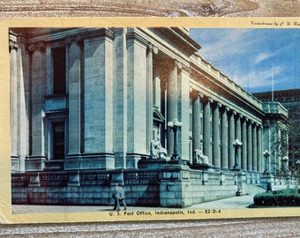 US Post Office * Indianapolis * Indiana * Kodachrome * Unused * Vintage Postcard