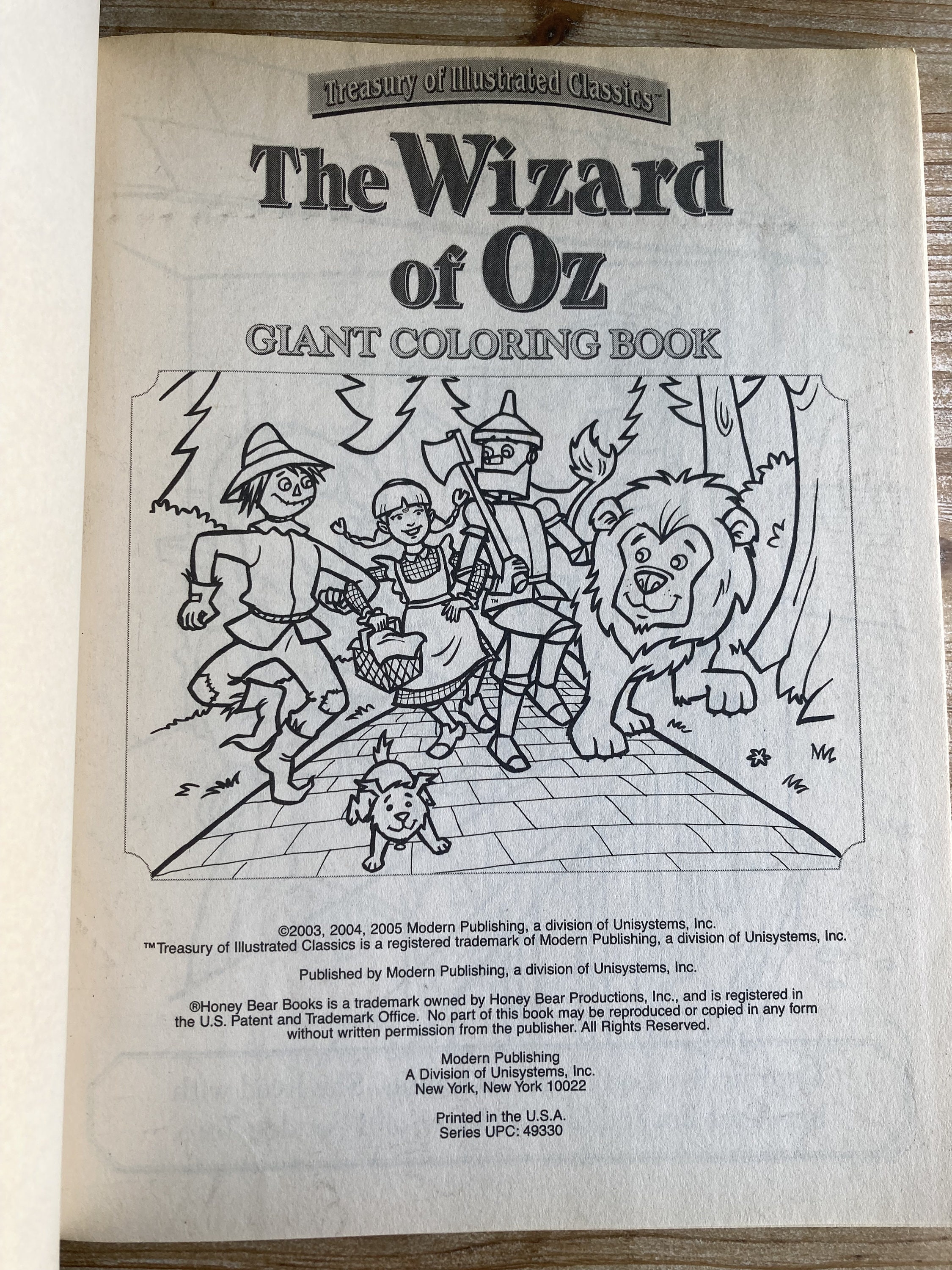 The Wizard of Oz, Giant Coloring Book, Treasury of Illustrated Classics,  Vintage, Picture Book, Child Reading, Nursery Library, 20-01-101 