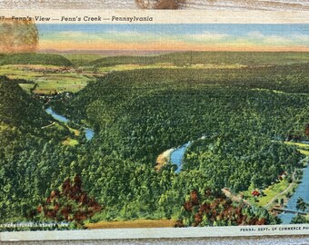 Penn's View * Poe Mountain * Penn's Creek * Pennsylvania * Canceled Stamp * 1957 * Vintage Curteich Postcard
